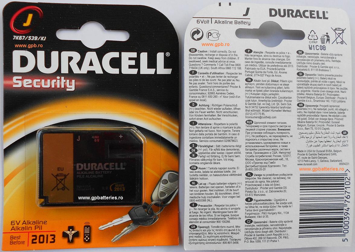 Baterie alcalina 7K67 6V Duracell